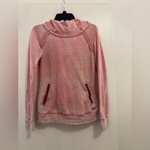 Roxy Pink Cowl Neck Cotton Blend Hoodie With Logo On Back Woman’s Size Small